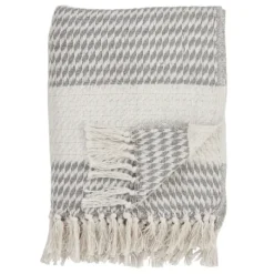 Kirkland's Home Gray Diamond Weave Throw With Tassels- Blankets & Throws