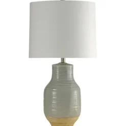 Kirkland's Home Gray Dipped Two-Toned Ceramic Table Lamp- Table Lamps