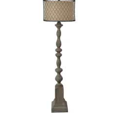 Kirkland's Home Gray Distressed Metal Encased Shade Floor Lamp- Floor Lamps