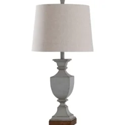 Kirkland's Home Gray Distressed Square Urn Table Lamp- Table Lamps