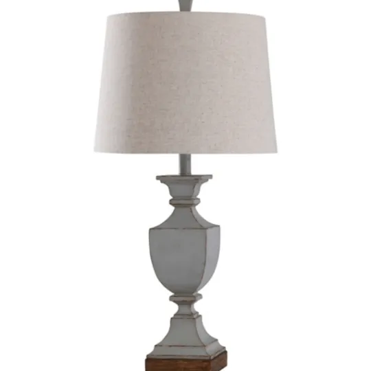 Kirkland's Home Gray Distressed Square Urn Table Lamp- Table Lamps