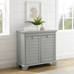 Kirkland's Home Gray Double Linen Hamper- Bathroom Furniture