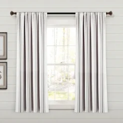 Kirkland's Home Gray Farmhouse Stripe Curtain Panels, Set Of 2- Curtains & Drapes