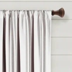 Kirkland's Home Gray Farmhouse Stripe Curtain Panels, Set Of 2- Curtains & Drapes