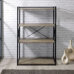 Kirkland's Home Gray Finish X Frame Open Shelf Bookcase- Bookshelves