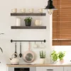 Kirkland's Home Gray Floating Rustic Wooden Wall Shelf, 3 Ft.- Shelves