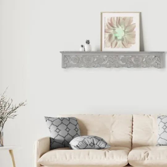Kirkland's Home Gray Floral Carved Wall Shelf- Shelves
