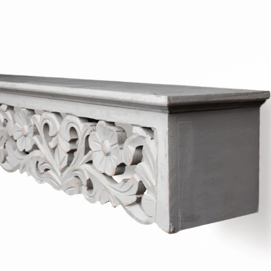 Kirkland's Home Gray Floral Carved Wall Shelf- Shelves
