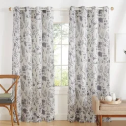 Kirkland's Home Gray Floral 2-Pc. Curtain Panel Set, 96 In.- Curtains & Drapes