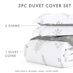 Kirkland's Home Gray Floral Reversible 2-Pc. Twin Duvet Cover Set- Duvets