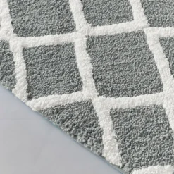 Kirkland's Home Gray Geometric Pattern Reversible Bath Mat, 34 In.- Bathroom Rugs