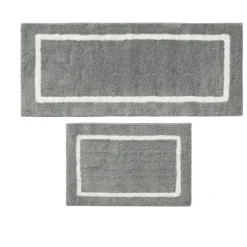 Kirkland's Home Gray Geometric Pattern Reversible Bath Mat, 60 In.- Bathroom Rugs