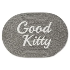 Kirkland's Home Gray Good Kitty Pet Bowl Mat- Kitchen & Floor Mats