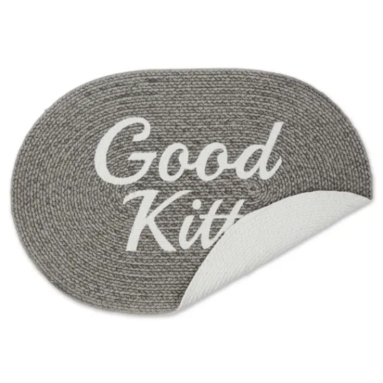 Kirkland's Home Gray Good Kitty Pet Bowl Mat- Kitchen & Floor Mats