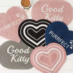 Kirkland's Home Gray Good Kitty Pet Bowl Mat- Kitchen & Floor Mats