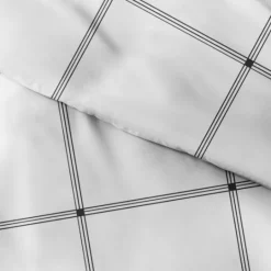 Kirkland's Home Gray Grid Plaid 3-Pc. Micro Queen Duvet Cover Set- Duvets