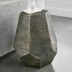 Kirkland's Home Gray Hand-Stamped Iron Hexagon Accent Table- Accent & End Tables