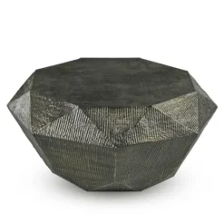 Kirkland's Home Gray Hand-Stamped Iron Octagonal Coffee Table- Coffee Tables