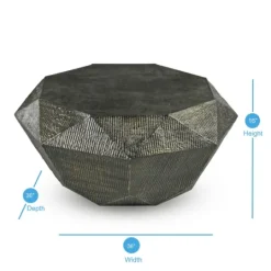 Kirkland's Home Gray Hand-Stamped Iron Octagonal Coffee Table- Coffee Tables