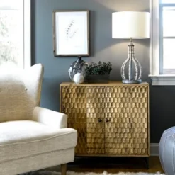 Kirkland's Home Gray Iron And Rattan Beaded Table Lamp- Table Lamps