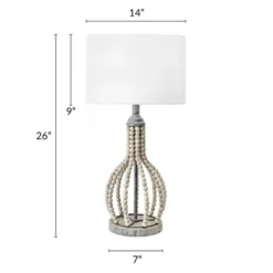 Kirkland's Home Gray Iron And Rattan Beaded Table Lamp- Table Lamps