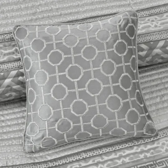 Kirkland's Home Gray Jacquard Motif 4-Pc. Queen Coverlet Set- Bedspreads & Coverlets
