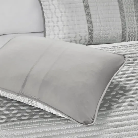 Kirkland's Home Gray Jacquard Motif 4-Pc. Queen Coverlet Set- Bedspreads & Coverlets