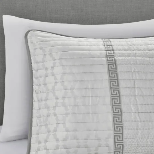 Kirkland's Home Gray Jacquard Motif 4-Pc. Queen Coverlet Set- Bedspreads & Coverlets