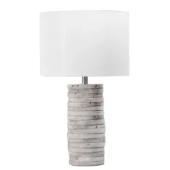 Kirkland's Home Gray Layered Cylinder Table Lamp- Table Lamps