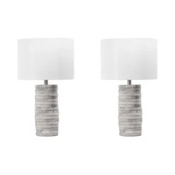 Kirkland's Home Gray Layered Cylinder Table Lamp- Table Lamps