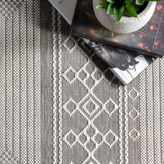 Kirkland's Home Gray Lee Global Stripes Outdoor Area Rug, 5X8- Outdoor Rugs