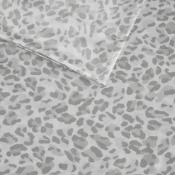 Kirkland's Home Gray Leopard Print Satin 3-Pc. Twin Sheet Set- Bed Sheets