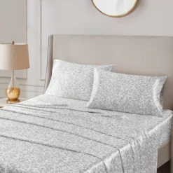 Kirkland's Home Gray Leopard Satin King 2-Pc. Pillow Case Set- Bed Sheets
