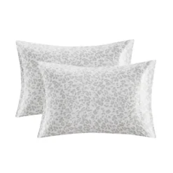 Kirkland's Home Gray Leopard Satin Standard 2-Pc. Pillow Case Set- Bed Sheets