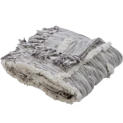 Kirkland's Home Gray Line Work Throw- Blankets & Throws