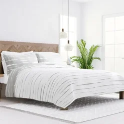 Kirkland's Home Gray Linear Reversible 3-Pc. King Quilt Set- Quilts