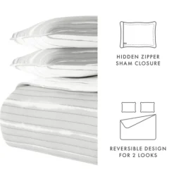 Kirkland's Home Gray Linear Reversible 3-Pc. King Quilt Set- Quilts