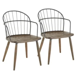 Kirkland's Home Gray Metal Spindle Back Dining Chairs, Set Of 2- Dining Chairs