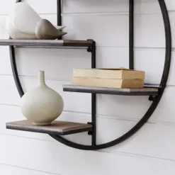 Kirkland's Home Gray Metal 4-Tier Circular Wall Shelf- Shelves