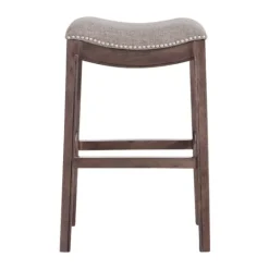 Kirkland's Home Gray Nailhead Trim Saddle Bar Stools, Set Of 2- Bar Stools & Counter Height Stools
