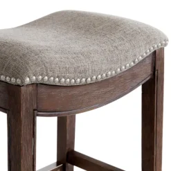 Kirkland's Home Gray Nailhead Trim Saddle Bar Stools, Set Of 2- Bar Stools & Counter Height Stools