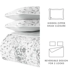 Kirkland's Home Gray Patchwork Reversible 2-Pc. Twin Quilt Set- Quilts