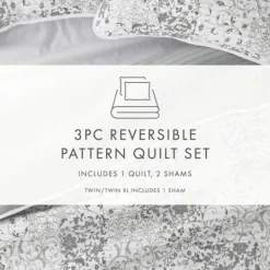 Kirkland's Home Gray Patchwork Reversible 2-Pc. Twin Quilt Set- Quilts