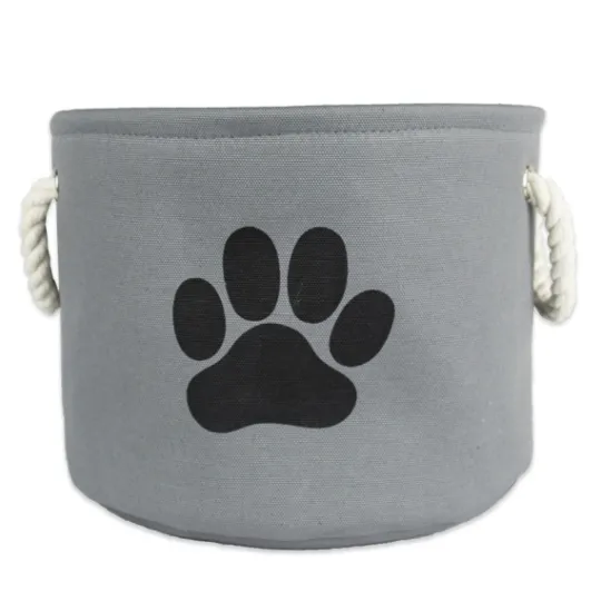 Kirkland's Home Gray Paw Print Round Basket With Handles- Baskets & Boxes