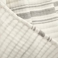 Kirkland's Home Gray Pick Stitch Stripe Decorative Throw- Blankets & Throws