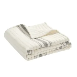 Kirkland's Home Gray Pick Stitch Stripe Decorative Throw- Blankets & Throws
