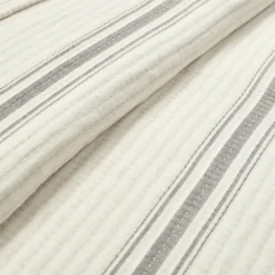 Kirkland's Home Gray Pick Stitch Stripe King Quilt- Quilts