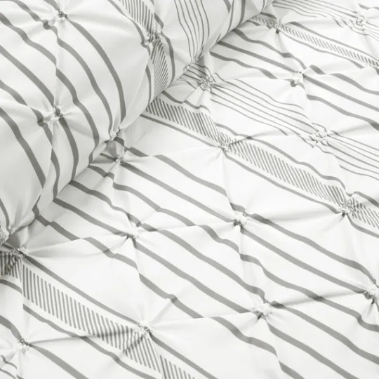 Kirkland's Home Gray Pintuck Stripe Full/Queen 5-Pc. Comforter Set- Comforters