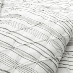Kirkland's Home Gray Pintuck Stripe Full/Queen 5-Pc. Comforter Set- Comforters