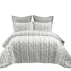 Kirkland's Home Gray Pintuck Stripe King 5-Pc. Comforter Set- Comforters